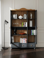 Шкаф витрина 113х32х186, Бритта, стеклянная, трёхдверный, для посуды и книг из массива сосны, cерый, Dipriz