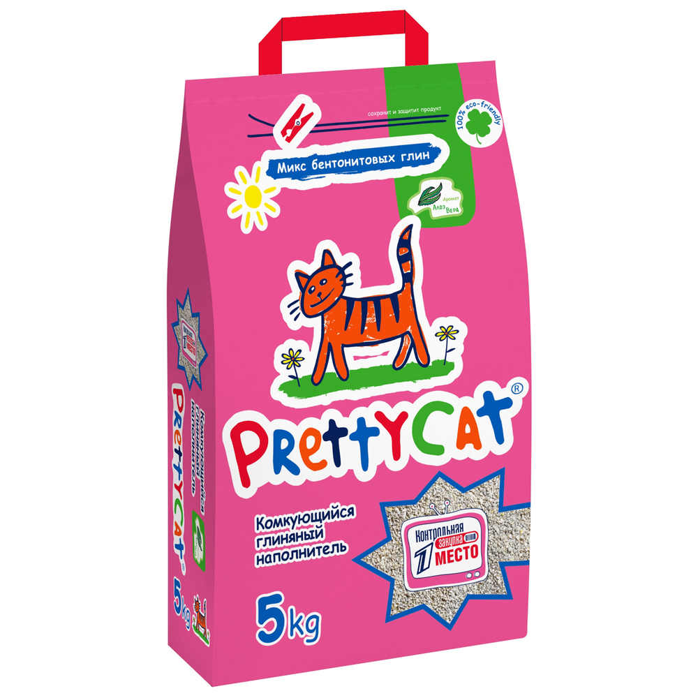 Наполнитель PrettyCat комкующийся бентонитовый Euro Mix с ароматом алоэ 5 кг