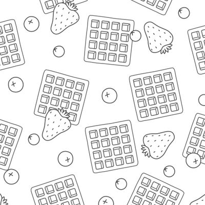 Венские вафли, черника и клубника, контур