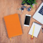 Ежедневник недатированный А5 138х213 мм BRAUBERG "Imperial" под кожу, 160 л., оранжевый, 111856