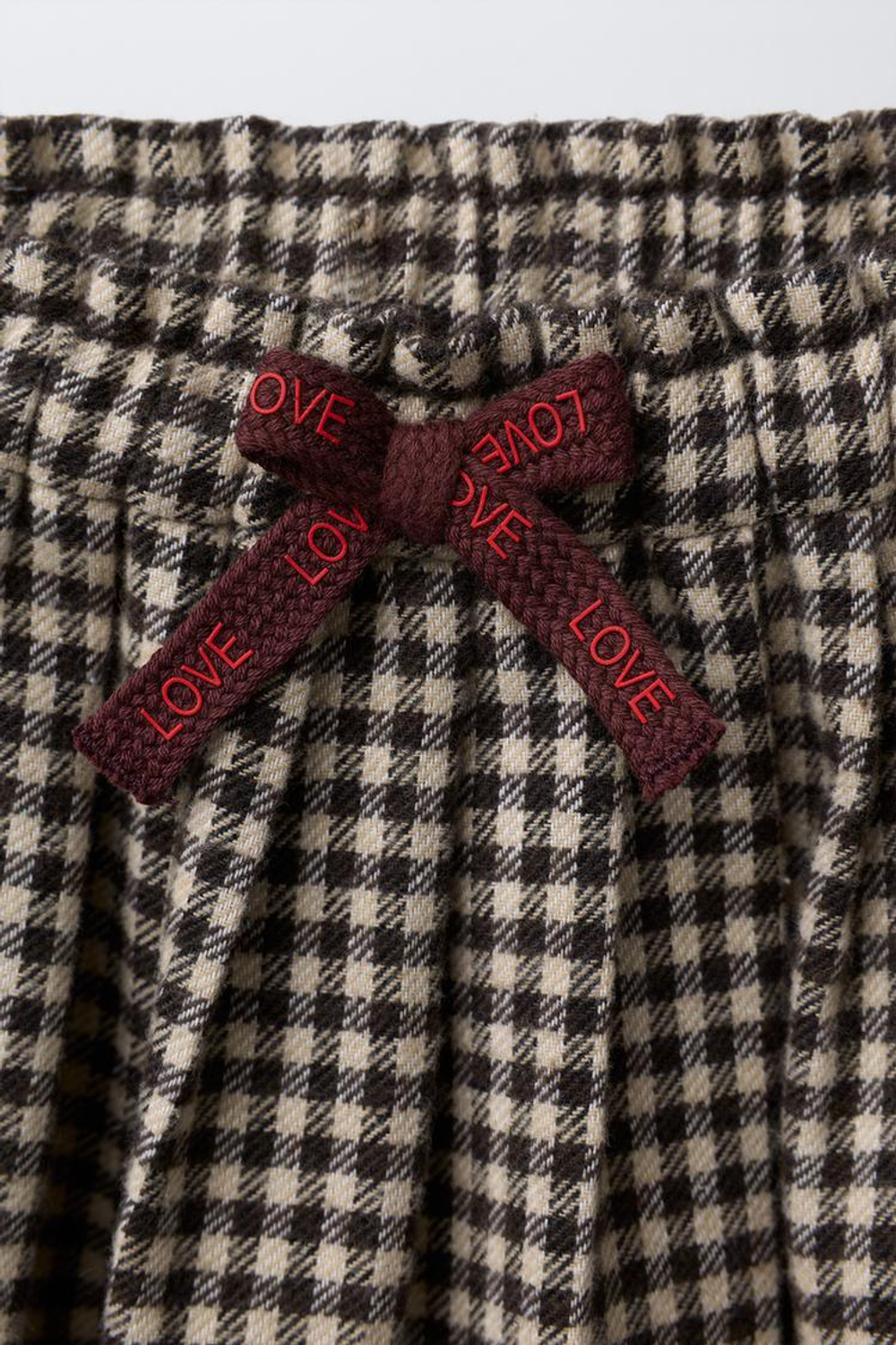 ZARA МЯГКАЯ ЮБКА В КЛЕТКУ ВИШИ, КОРИЧНЕВЫЙ