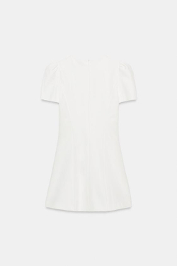 ZARA МИНИ-ПЛАТЬЕ С БАНТОМ, БЕЛЫЙ