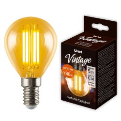 LED-G45-5W-GOLDEN-E14 GLV21GO Лампа светодиодная Vintage. Форма шар. золотистая колба. Картон. ТМ Uniel
