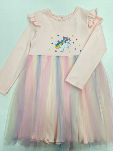 Платье нарядное, с фатиновой юбкой и с рисунком Единорожки