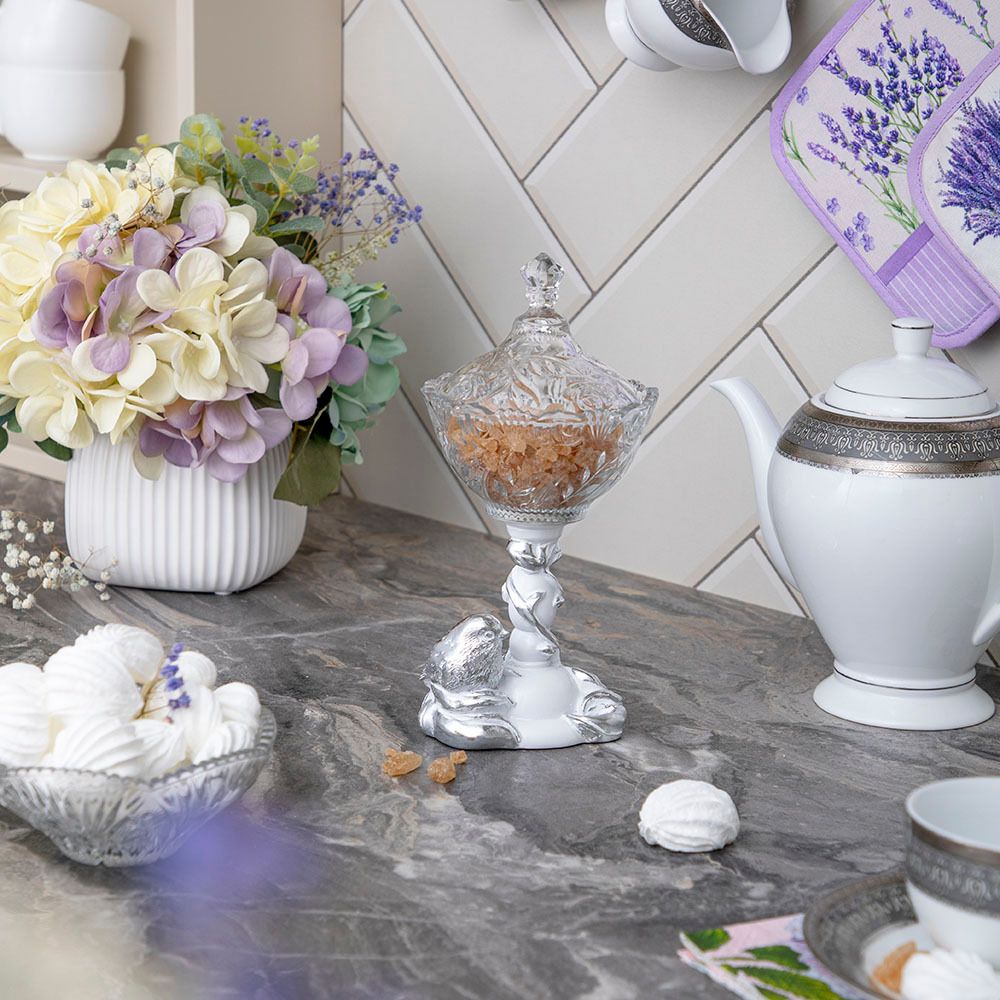 Сахарница стеклянная с крышкой Зарничка Свитти Белый