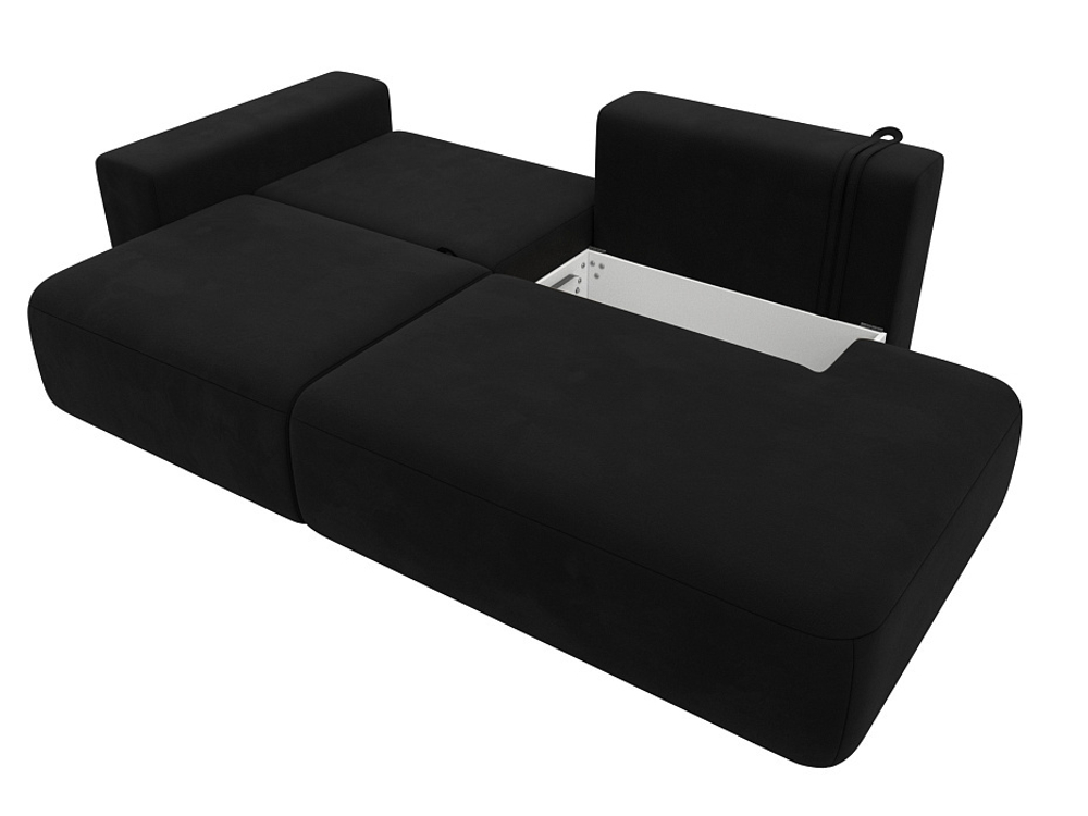 Диван угловой Лига-036 НПБ Модерн левый угол МИКРОВЕЛЬВЕТ Черный