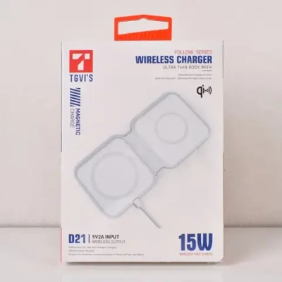 Зарядное устройство TGVIS D21 Dual Magnetic Wireless Charger 15W (белый)