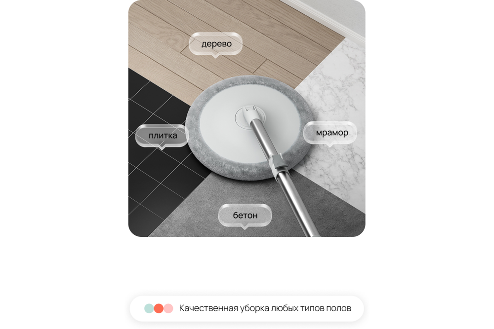 Швабра Home One, ведро с отжимом в центрифуге