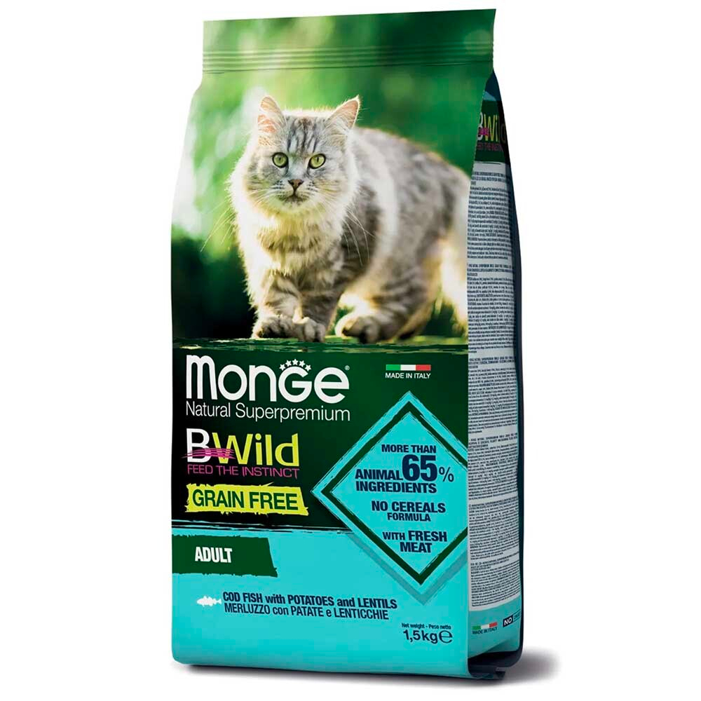 Monge Bwild корм для кошек с треской (беззерновой) (Adult)