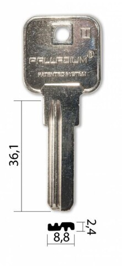 Заготовка вертикального ключа 12655 Palladium  PAL1 2 паза