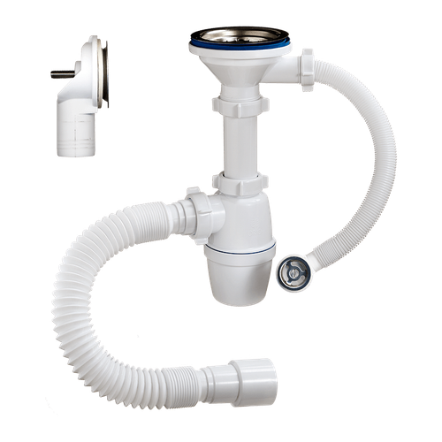 50079-2 Сифон для мойки с пер. (компакт) и гиб. труб. 3 1/2  40  КРУГ  (22/1шт)