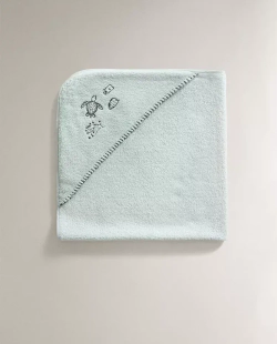 ZARA HOME ДЕТСКОЕ ПОЛОТЕНЦЕ С КАПЮШОНОМ, СИНИЙ