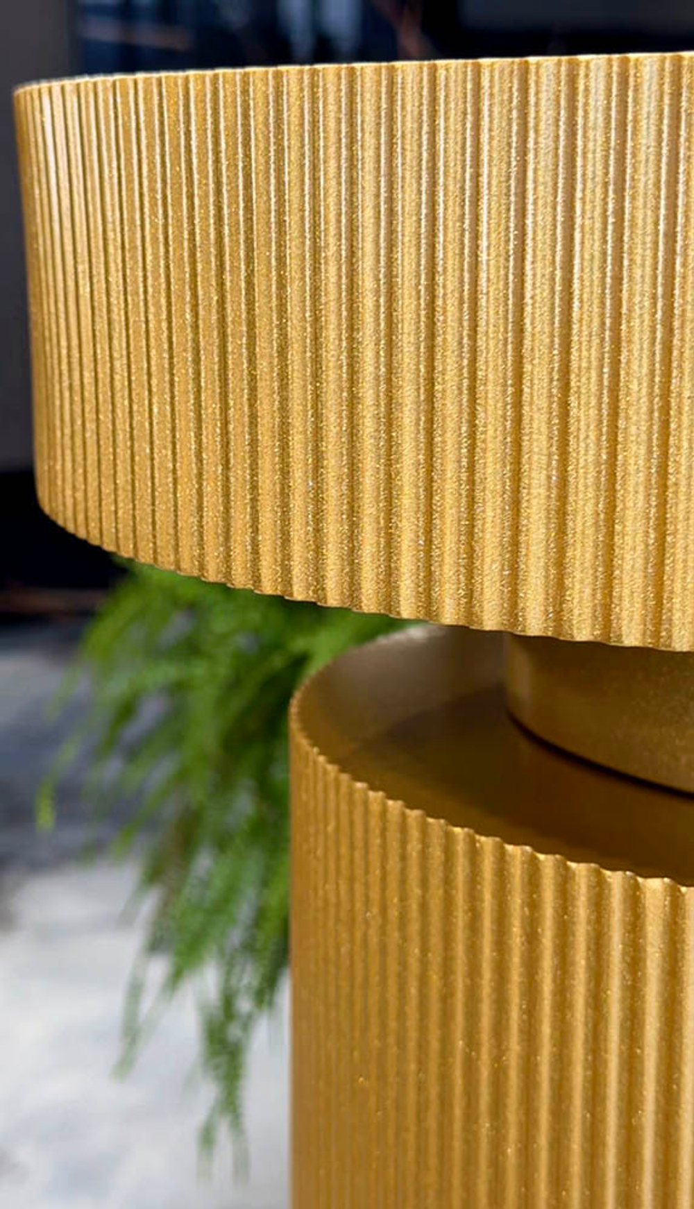 Boheme Раковина накладная рифленая Corian 400*130 GOLD + Пьедестал для раковины рифленый Corian 300*720 GOLD