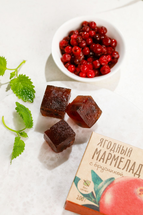 Мармелад ягодный с Брусникой / брикет / 200 г / ТМ Сибирский кедр