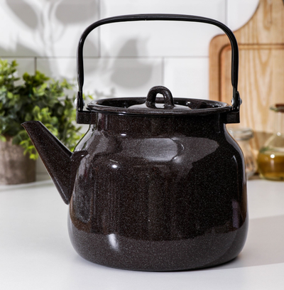 Чайник, 3.5 л, эмалированная сталь, коричневый