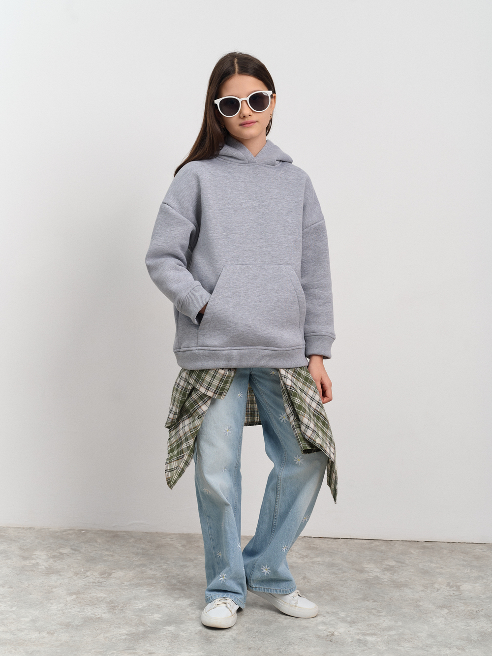 Толстовка с капюшоном для девочки  "Basic" меланж