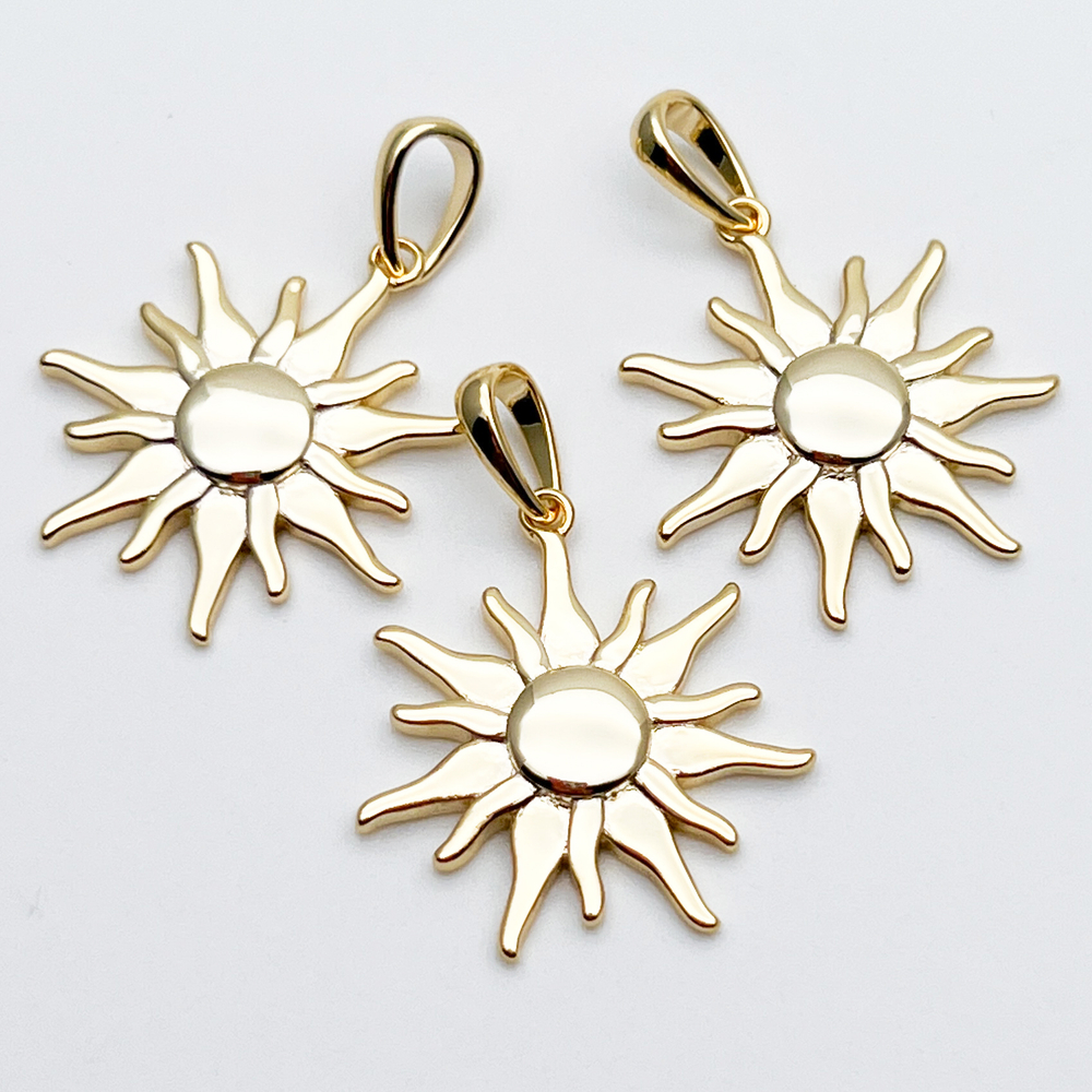Подвеска Солнце, позолота, размер 20*22 мм + бейл, цена за 1 шт