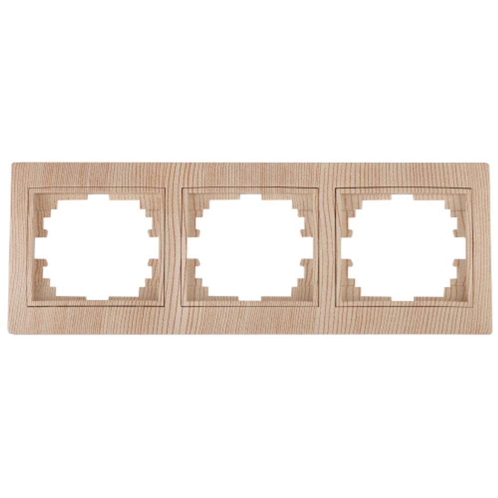 Рамка для розеток и выключателей Intro Plano 1-503-11 на 3 поста горизонтальная, СУ, сосна