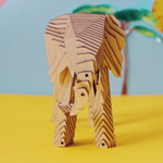 Деревянный конструктор "Слон" с набором карандашей / 106 деталей. Купить деревянный конструктор. Сборная параметрическая модель животного.
