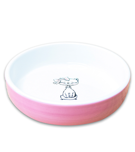 Mr.Kranch Миска керамическая для кошек Кошка с бантиком 370 мл лиловая (33005)