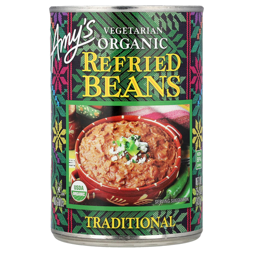 Amy's, органические вегетарианские пережаренные бобы, традиционный вкус, 437 г (15,4 унции)