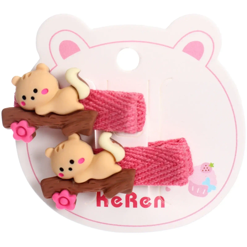 Зажимы для волос детские 2 шт «РОЗОВОЕ ОБЛАКО», котики, цвет как на фото, 2*3,5см