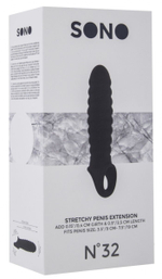 Чёрная ребристая насадка Stretchy Penis Extension No.32 (Цвет: черный)