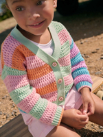 Кардиган вязаный для девочки Next AB6-928, Салатовый, Розовый, Оранжевый