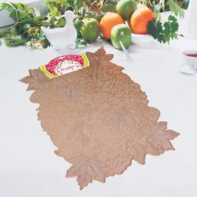 Салфетка на стол 30*45см «Кленовый лист» розовое золото