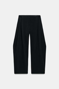 ZARA ШИРОКИЕ БРЮКИ С ЗАЩИПАМИ — ZW COLLECTION, ЧЕРНЫЙ