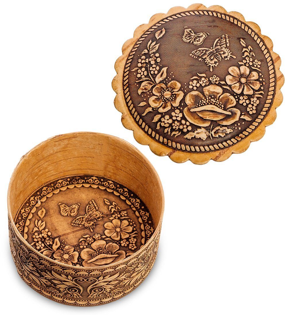 Народные промыслы BST-125/ 4 Шкатулка «Бабочки» мал. (береста)