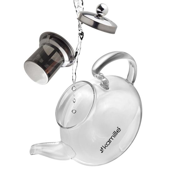 Заварочный чайник со съемным ситечком 600 мл. Kamille KM-1601 (стекло, нержавеющая сталь)