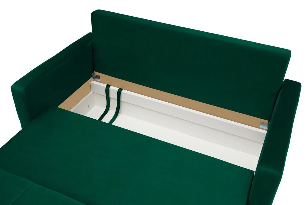 Диван Отто, шагающая еврокнижка, велюр, изумрудный