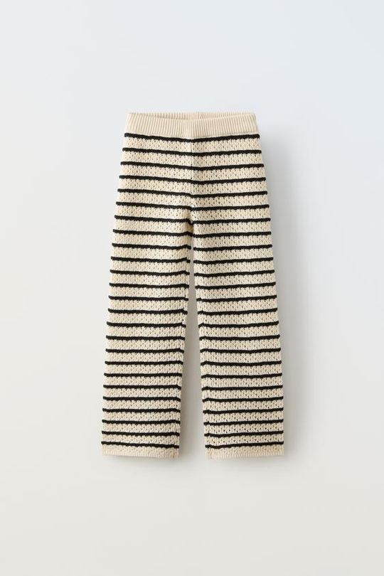 ZARA БРЮКИ ИЗ КРУЖЕВА КРОШЕ В ПОЛОСКУ, ПОЛОСКИ