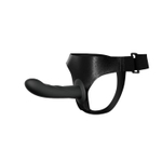 Страпон на эластичных ремнях Ultra Harness Karin Dildo - 16,8 см. (Цвет: черный)