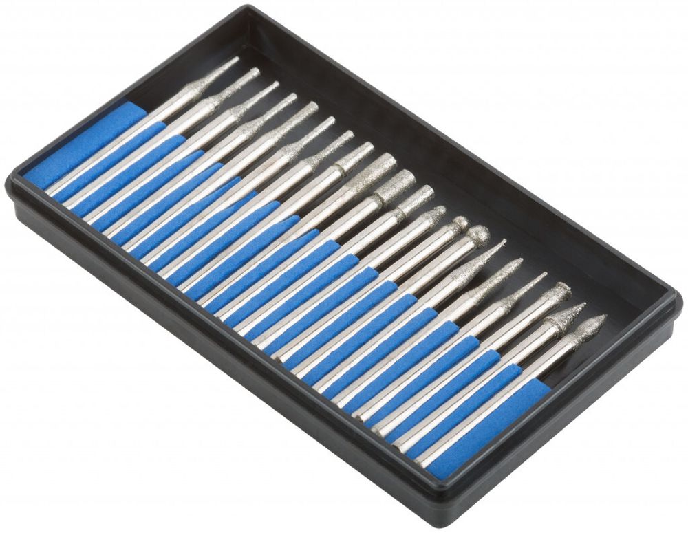 Шарошки, усиленная сталь с алмазным напылением, штифт диам. 3 мм, 20 шт. 36480М