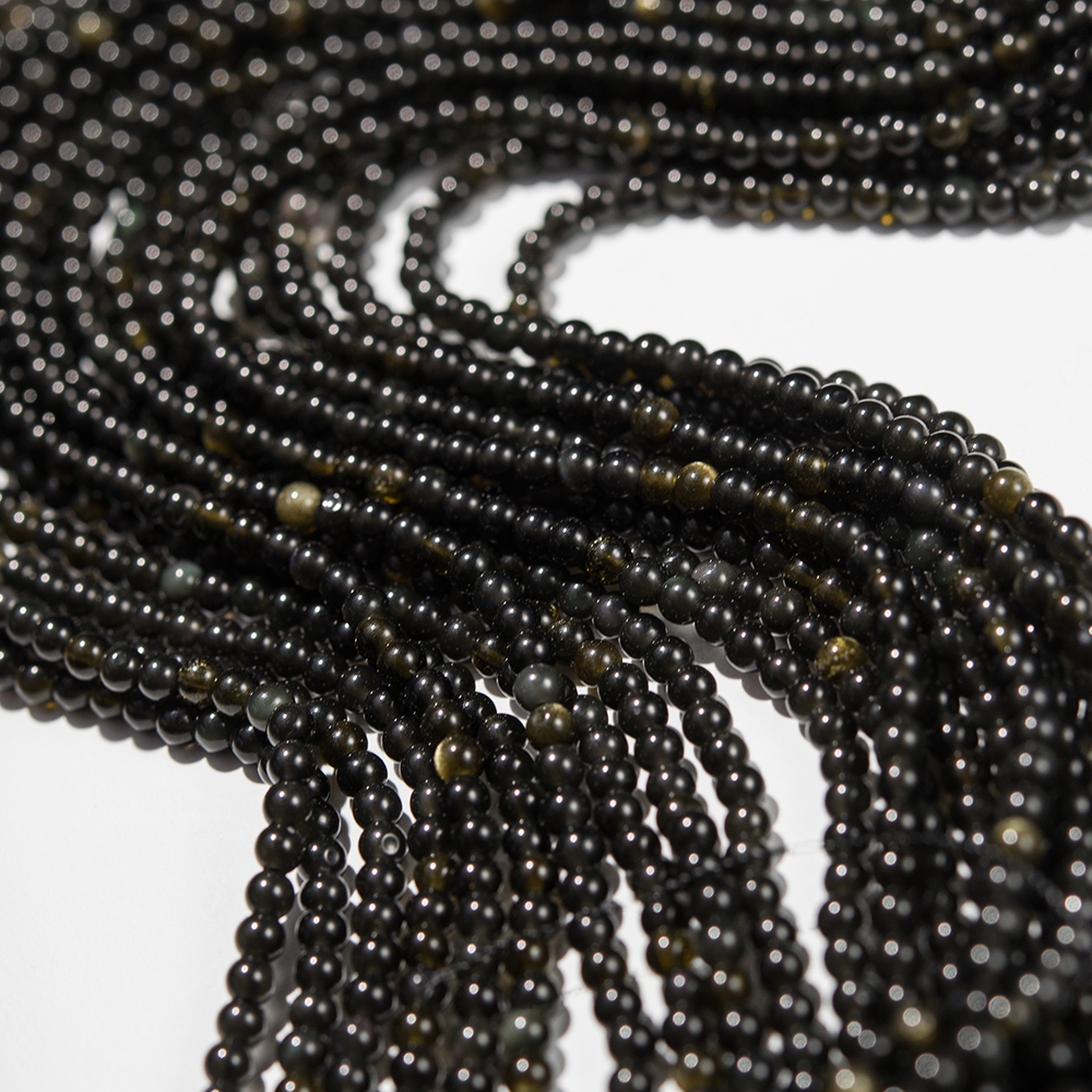 Золотой обсидиан, бусины в форме шара, 3,4мм
