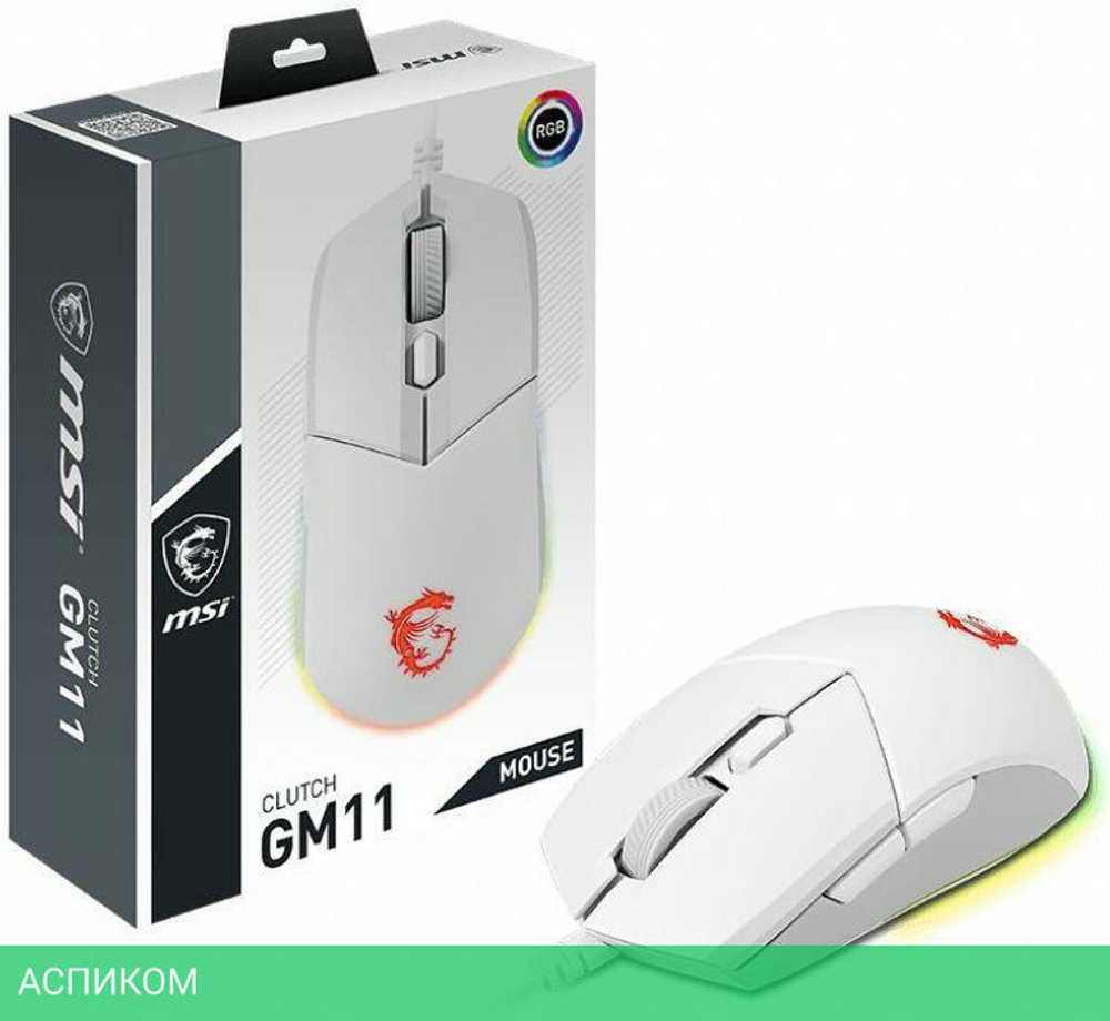 Мышь MSI Clutch GM11 белый (S12-0401980-CLA)