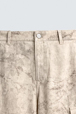 ZARA БРЮКИ-КАРГО STRAIGHT FIT, СЕРО-БЕЖЕВЫЙ