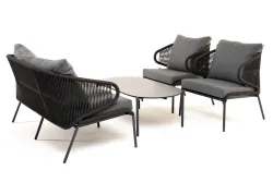 "Милан" лаунж-зона 4-местная плетеная из роупа (веревки), каркас алюминиевый темно-серый, роуп темно-серый