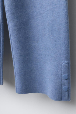 ZARA ТРИКОТАЖНЫЕ БРЮКИ WIDE LEG, ЛИНЯЛЫЙ СИНИЙ