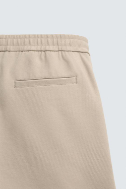 ZARA ШОРТЫ КОМФОРТНОЙ ПОСАДКИ ИЗ РЕЛЬЕФНОЙ ТКАНИ, БЕЖЕВЫЙ