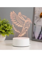 Светильник 3D ночник RISALUX «Птица», LED RGB, от сети, 13.5