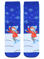 Махровые женские носки с рисунком в виде мальчика Лапландия (Размер: 25) (Цвет: синий)