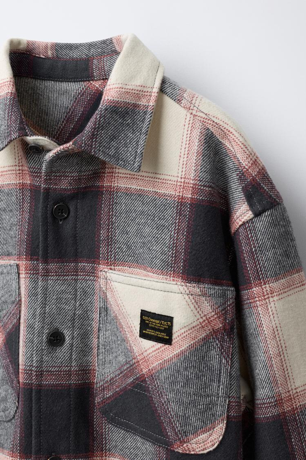 ZARA КУРТКА-РУБАШКА В КЛЕТКУ, КРАСНЫЙ