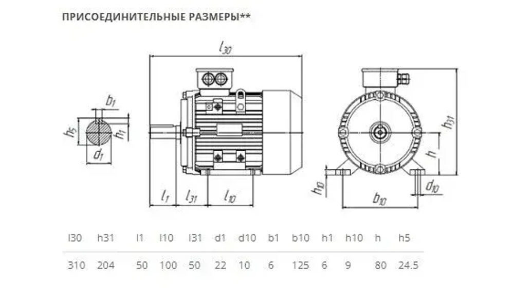 Электродвигатель трехфазный 5АИ 80 В2 IM 1081 2.2 кВт 3000 об/мин
