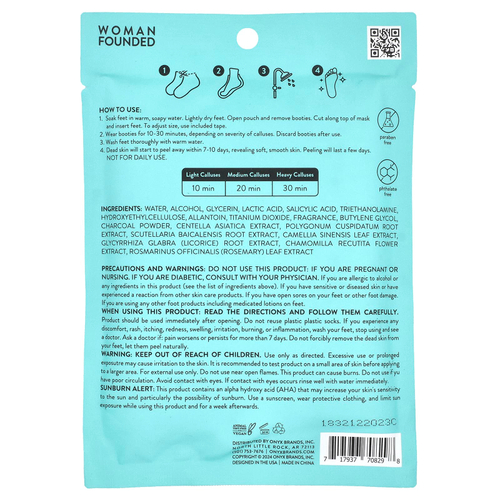 Onyx Professional, Bye-EE Callus, маска для ног для удаления мозолей, 1 пара