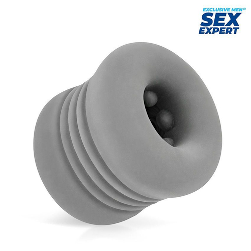 Мини-мастурбатор Sex Expert – эластичный, рельеф внутри, серый