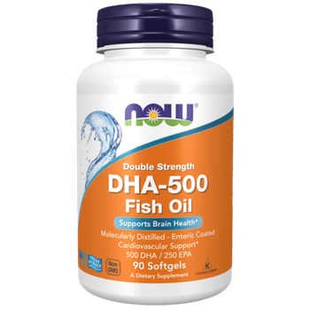 Now Foods DHA-500 mg 90 softgels, ДГК-500, Рыбий жир