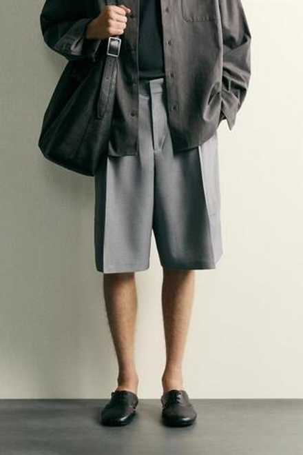 ZARA ШОРТЫ КАРГО RELAXED FIT, МЯГКИЙ СЕРЫЙ